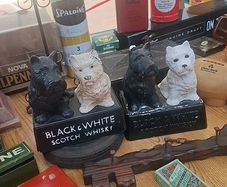 Vintage Black & White whisky dog statues