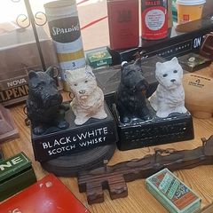 Vintage Black & White whisky dog statues