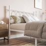 Double Metal Bed Frame 135 x 190 cm with Headboard and Footboard Heavy Duty Foundation,Metal Slat Support,White, Image 2