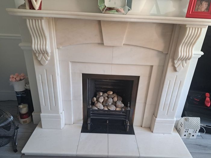 marble fireplace and hearth