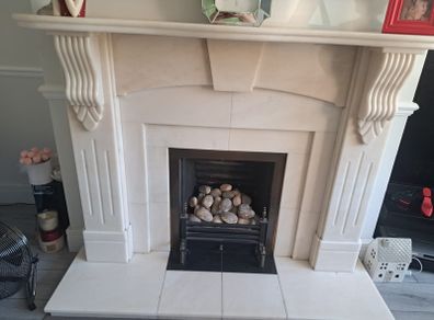 marble fireplace and hearth