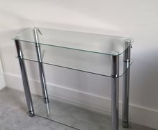 TV table - chrome legs with 3 glass shelves