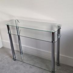 TV table - chrome legs with 3 glass shelves