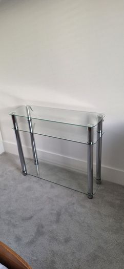 TV table - chrome legs with 3 glass shelves