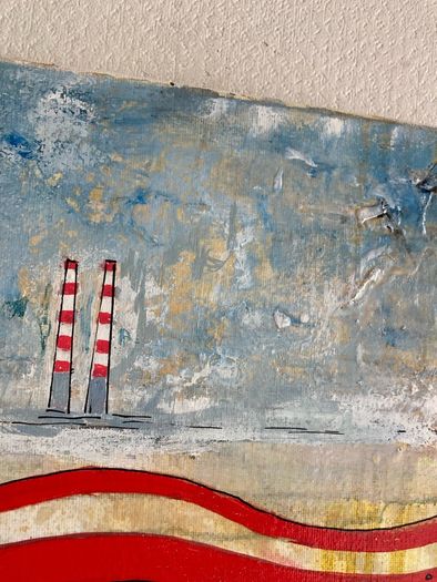 Original Abstract Painting Painting of Poolbeg chimneys Dublin Contemporary Art Original Art Modern Irish abstract art