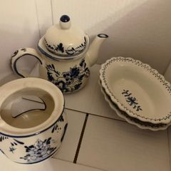 Antique ceramic table set tea cup bowls light holder