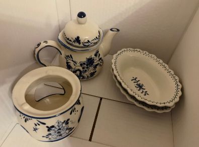 Antique ceramic table set tea cup bowls light holder