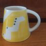 Fabulous Set of Hand-Thrown and Hand-Decorated Art Pottery by Irish Ceramicist Etaoin O Reilly, Two Mugs and a Matching Rare Discontinued Teapot in the Sunshine Yellow Geo Collection Inspired by the Memphis Design Movement Image 3