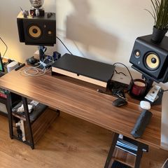Office desk + office chair + monitor stand