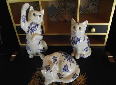 Vintage Set of 3 Ceramic cats by Just Cats & Co. Staffordshire - Circa 1980's
