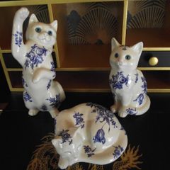 Vintage Set of 3 Ceramic cats by Just Cats & Co. Staffordshire - Circa 1980's