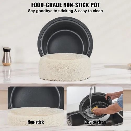 Commercial Rice Cooker, 50-Cup Rice Cooker, 10 Liter Large Rice Cooker and Warmer with Nonstick Inner Pot, Fast Cooking and 24-Hour Keep Warm
