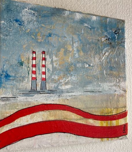 Original Abstract Painting Painting of Poolbeg chimneys Dublin Contemporary Art Original Art Modern Irish abstract art