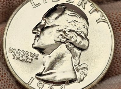USA United States 1964 Silver Proof Washington Quarter Beautiful Gem Proof