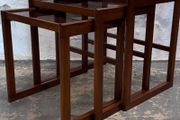 Teak And Smoked Glass Nesting Tables