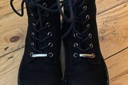 Ladies Schuh Black Suede Ankle Boots, Size 40 / 7