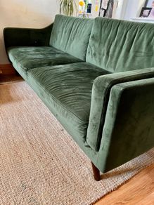 Green velvet sofa