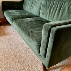 Green velvet sofa
