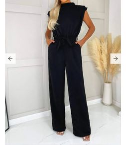 Black Tie Waist Wide Leg Jumpsuit, size 8