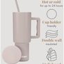 1200ml Tumbler with Straw and Lid Premium Handle | Eco-Friendly Reusable Insulated Travel Mug | Iced Coffee Cup | No Single Use Plastic Cups | Insulated Cup (Almond Birch) Image 6