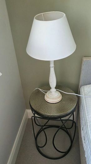 King size bed + headboard + mattress + bedside tables + lamps