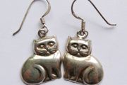 Vintage Sterling Silver Cat Earrings - 925 Hallmarked