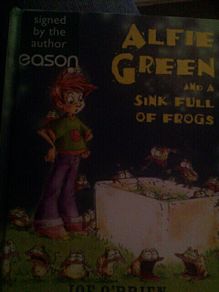 Alfie Green and a sink full of frogs. Signed copy by Joe O'Brien