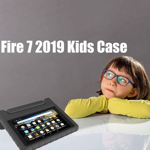 For Amazon Fire 7 2019 Case Kids Shockproof Tablet Smart Cover Handle EVA New Black - FHT06ATK1