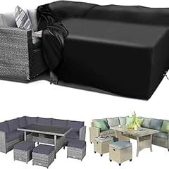 Garden Furniture Covers Waterproof, 420D Oxford Fabric 200x200x90cm Rectangular Garden Table Covers Patio Table Cover Waterproof Anti-UV Rattan Furniture Covers for Furniture Sets