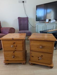 Two Solid Pine Bedside Lockers