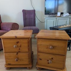 Two Solid Pine Bedside Lockers