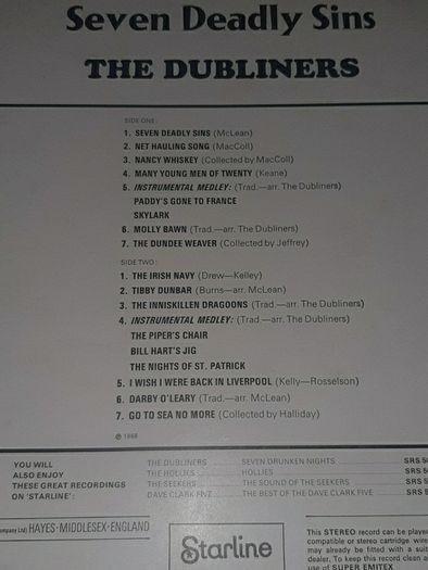 Dubliners record seven deadly sins