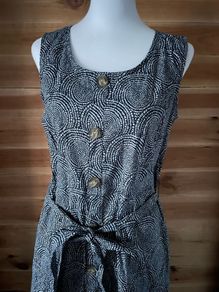 MIDI dress sleeveless navy white pattern Mountain Warehouse New 38/10
