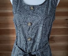 MIDI dress sleeveless navy white pattern Mountain Warehouse New 38/10