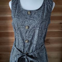 MIDI dress sleeveless navy white pattern Mountain Warehouse New 38/10