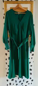 NEW H&M Women's Green faux-wrap knee-length dress Size 14/ 42
