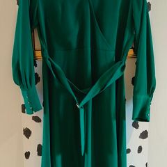 NEW H&M Women's Green faux-wrap knee-length dress Size 14/ 42