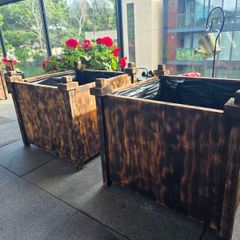 2 wooden planters oak hard wood