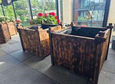 2 wooden planters oak hard wood