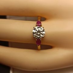 Moissanite Solitaire Ring with Natural Ruby Accents
