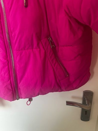 Zara Fuchsia Pink Quilted Puffer Jacket with Hood - XS