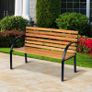 Wooden Garden Bench Park Chair 2 Seater Love Chair Outdoor Patio Porch Furniture w/ Sturdy Metal Frame (FREE POSTAGE) Image 2