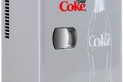 Coca Cola Diet Coke 4L Portable Cooler/Warmer, Compact Personal Travel Fridge for Snacks Lunch Drinks Cosmetics, Includes 12V and AC Cords, Desk Accessory for Bedroom Home Office Dorm Travel, Gray