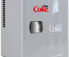 Coca Cola Diet Coke 4L Portable Cooler/Warmer, Compact Personal Travel Fridge for Snacks Lunch Drinks Cosmetics, Includes 12V and AC Cords, Desk Accessory for Bedroom Home Office Dorm Travel, Gray