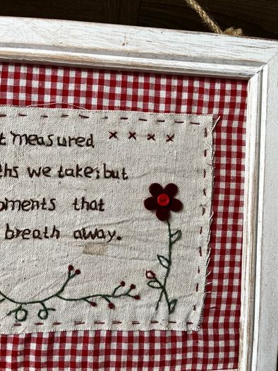 Vintage Embroidered Gingham Picture Frame