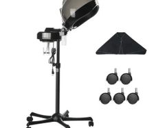 Professional Hair Steamer for Deep Conditioning, 11.81-inch Hooded Ionic Hair Steamer with 2 Modes, Height-Adjustable Standing Hair Steamer with Timer, 5 Wheels (2 Lockable) for Salon Home Spa