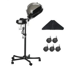 Professional Hair Steamer for Deep Conditioning, 11.81-inch Hooded Ionic Hair Steamer with 2 Modes, Height-Adjustable Standing Hair Steamer with Timer, 5 Wheels (2 Lockable) for Salon Home Spa