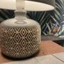 Grey Erin Printed Bedside Table Lamp with Shade & Bulb Image 3