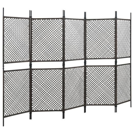 5-Panel Room Divider Poly Rattan Brown 300x200 cm