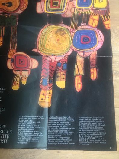 Vintage 1985 Hundertwasser Council of Europe Poster